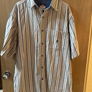 1990s Coliseum Jeans Men's Striped Short Sleeve Shirt 100% Cotton